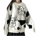 thumbnail image 1 of JINMGG 2024 Fall Winter Plus Size Sweaters for Women Clearance,Fashion Women's Cows Pattern Long Sleeve Round-Neck Sweaters Ladies Top, 1 of 5