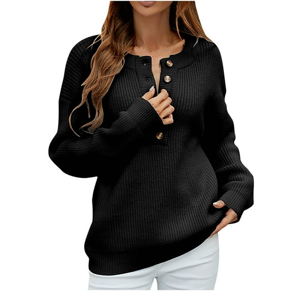 JINMGG 2024 Fall Winter Plus Size Sweaters for Women Clearance,Ladies and Winter Loose Top Solid Color Sleeve Round Neck Round Neck Sweater