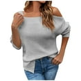 thumbnail image 1 of JINMGG 2024 Fall Winter Plus Size Sweaters for Women Clearance,Women Casual Fashion Solid Color Pullover Long Sleeve Square-Neck Sweater, 1 of 6