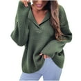thumbnail image 1 of JINMGG 2024 Fall Winter Plus Size Sweaters for Women Clearance,Women Casual Soild Long Sleeve Knit Pullover V-neck Sweater Coat, 1 of 5