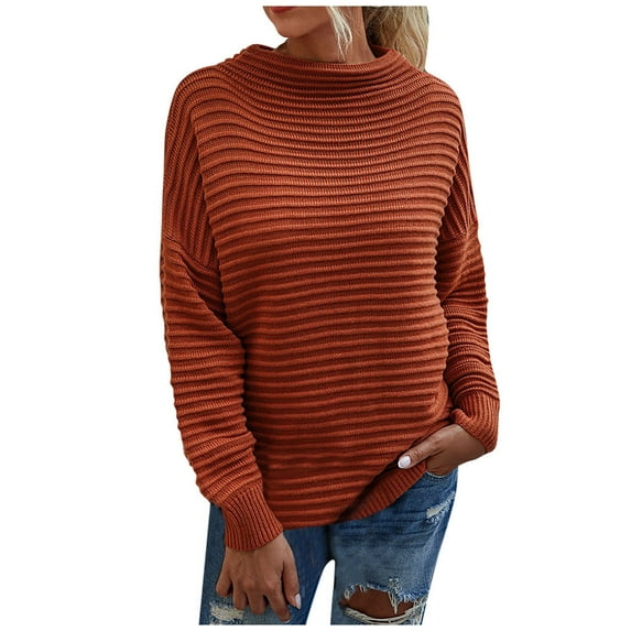 JINMGG 2026 Fall Winter Plus Size Sweaters for Women,Women Fashion Solid Color High Collar Long Sleeves Socket Sweater Tops
