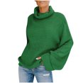 thumbnail image 1 of JINMGG 2024 Fall Winter Plus Size Sweaters for Women Clearance,Women Fashion Solid Color High Neck Long Sleeve Knitted Sweater Loose, 1 of 9
