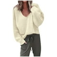 thumbnail image 1 of JINMGG 2024 Fall Winter Plus Size Sweaters for Women Clearance,Women Fashion V-neck Loose Pullover Solid Color Long Sleeves Sweater Tops, 1 of 3