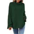 thumbnail image 1 of JINMGG 2024 Fall Winter Plus Size Sweaters for Women Clearance,Women's Autumn and Winter Solid Pullover Sweater Loose Oversize High Neck Sweater, 1 of 7