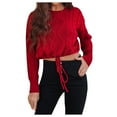 thumbnail image 1 of JINMGG 2024 Fall Winter Plus Size Sweaters for Women Clearance,Women's Fashion Sleeves Crew Neck Loose Solid Color Tops Blouse Knitted Sweater, 1 of 5