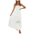 thumbnail image 1 of JINMGG 2026 Plus Size Womens Summer Casual Beach Tube Top Sleeveless Solid Lace Dress White S, 1 of 9
