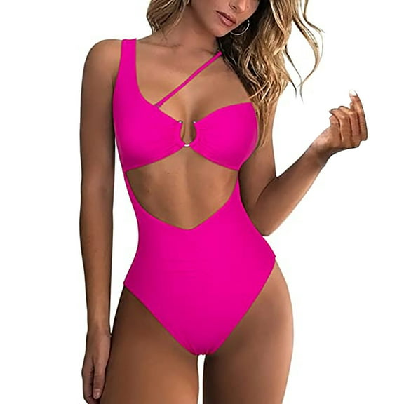 JINMGG 2024 Plus Swimsuit Women Clearance Women Leopard Hollow Out Siamese Swimsuits Bikini Print Beachwear Set