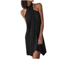 thumbnail image 1 of JINMGG 2024 Summer Clearance Dresses under $10.00 Fashion Women Summer Casual Sleeveless Halter Solid Dress, 1 of 1