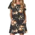 thumbnail image 1 of JINMGG 2024 Summer Clearance Dresses under $10.00 Women鈥檚 Casual Summer T Shirt Dress Loose Short Sleeve Tunic Dress with Pockets for Women, 1 of 5