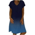 thumbnail image 1 of JINMGG 2026 Summer Dresses under $10.00 Women Summer Casual O-Neck Short Sleeve Loose Retro Dresses Gradient Dress, 1 of 1