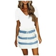 thumbnail image 1 of JINMGG 2024 Summer Clearance Dresses under $10.00 Women'sCasual V Neck Sleeveless Dresses Stripe Splicing Sling Belt Mini Dress, 1 of 1