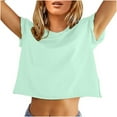 thumbnail image 1 of JINMGG 2026 Summer Tops for Women under $10,Women's Fashion Comfortable Casual Round Neck Short Sleeve Print Top Short Blouse, 1 of 8