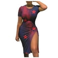 thumbnail image 1 of JINMGG 2026 Summer Womens Plus Size Dresses Women Summer Independence Day Dresses Cropped Ball Gown Short Sleeve Crewneck Dress, 1 of 5