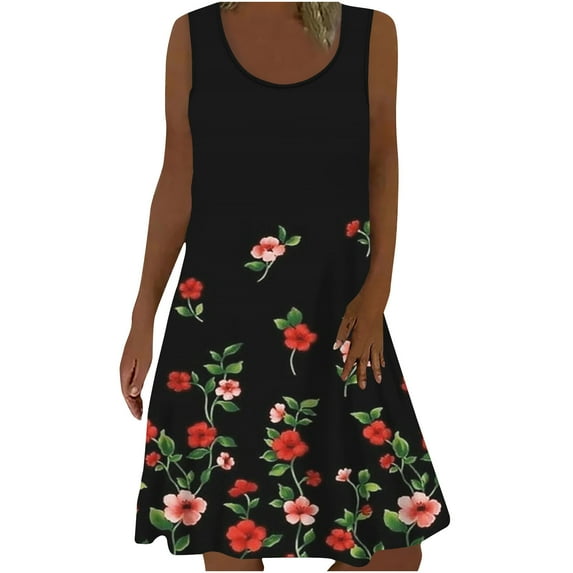 JINMGG 2026 Summer Womens Plus Size Dresses Women's Summer Fashion Printed Sleeveless Pullover Dress