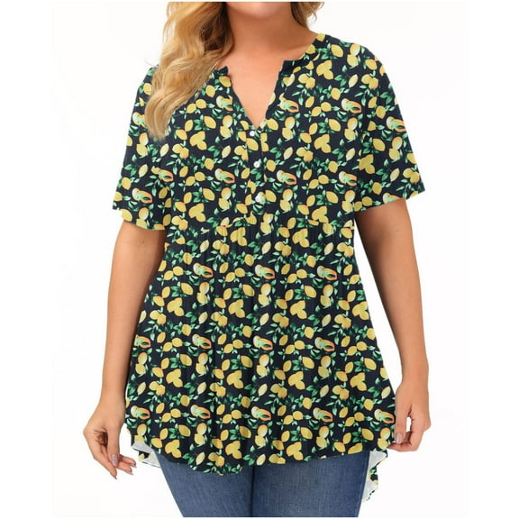 JINMGG 2026 Summer Womens Tops Womens Plus Size $5 Women Plus Size Loose Casual Short Sleeve Solid V-neck Casual Blouse T-Shirt Tops