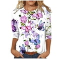 thumbnail image 1 of JINMGG 2024 Summer Womens Tops Clearance Womens Plus Size Clearance $5 Women's Print Long Sleeve Tops Loose Blouse Casual Tee Shirts Tunic, 1 of 5