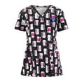 thumbnail image 1 of JINMGG 2024 Womens Plus Size Clearance Women Short Sleeve V-neck Tops Working Uniform Cartoon Print Blouse D XXXL, 1 of 2