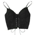 thumbnail image 1 of JINMGG 2026 Womens Plus Size Women's Lace Bra,Casual Eyelet Lace Up Sleeveless Spaghetti Strap Zip Back Crop Camisole Underwear Vest, 1 of 5