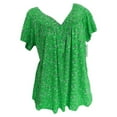 thumbnail image 1 of JINMGG 2026 Womens Plus Size Tops ,Women Plus Size Short Sleeves V-Neck Print Blouse Pullover Tops Shirt Green S, 1 of 5