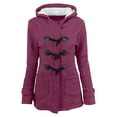 thumbnail image 1 of JINMGG Cardigans for Women Womens Tops,Women Color Horn Buttons Cardigan Padded Hooded Coat Jacket Overcoat, 1 of 7