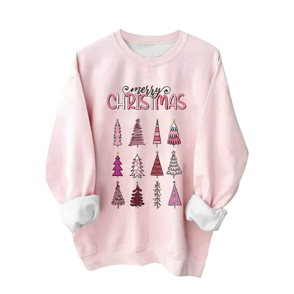 JINMGG Christmas , Womens Plus Size Tops Women Fashion Christmas Print Crewneck Long Sleeve Loose Sweatshirt Tops