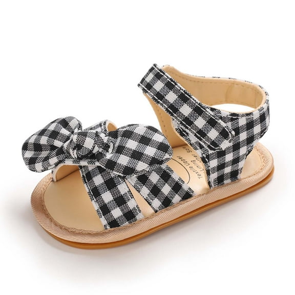 JINMGG Clearance Baby Girls Sandals Plaid Cute Summer Flat Princess Shoes Infant First Walkers