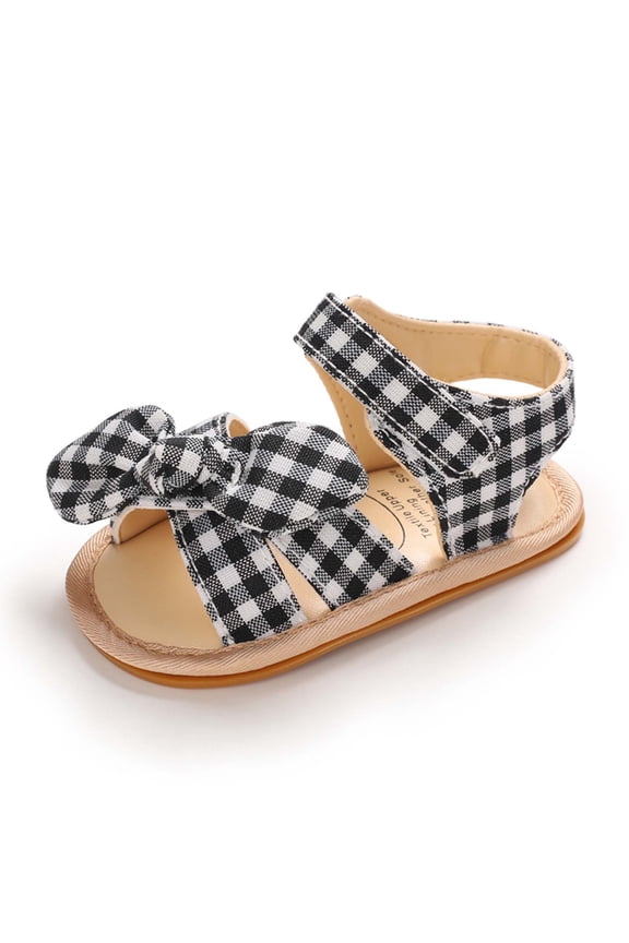 JINMGG Clearance Baby Girls Sandals Plaid Cute Summer Flat Princess Shoes Infant First Walkers