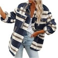 thumbnail image 1 of JINMGG Clearance Coats Under $10.00 Plus Size,Women Autunm and Winter Plaid Printed Long Sleeve Turn-down Collar Suit Cardigan Woolen Coat Tops, 1 of 9