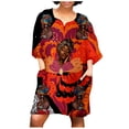 thumbnail image 1 of JINMGG Clearance Dresses under $10.00 Women Fashion African Vintage Print Middle Sleeve V Neck Casual Mini Dress Red M, 1 of 9