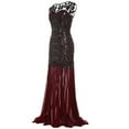 thumbnail image 1 of JINMGG Dresses under $10.00 Women 's 1920s Black Sequin Gatsby Maxi Long Evening Prom Dress Plus Size Wine XXL, 1 of 7