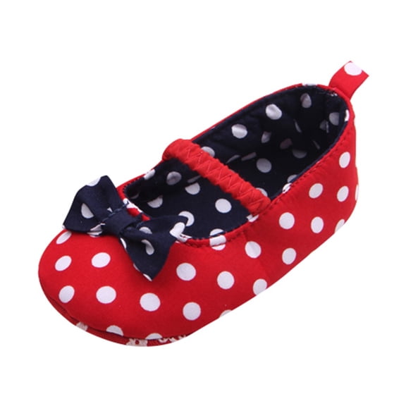 JINMGG Clearance Newborn Baby Girls Dot Bowknot Anti-Slip First Walkers Soft Sole Shoes
