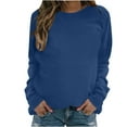 thumbnail image 1 of JINMGG Womens Tops,Fashion Women's Casual Long Sleeve Round Neck Solid Ladies Sweatshirt Tops Blouse,Blue XL, 1 of 4
