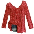thumbnail image 1 of JINMGG Womens Tops,Women Plus Size Long Sleeved V-Neck Print Blouse Pullover Tops Shirt,Red L, 1 of 3