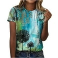 thumbnail image 1 of JINMGG Clearance Womens Tops,Women's Casual Loose Floral Print Crewneck Printed Short Sleeve T-Shirt Tops,Blue S, 1 of 1