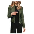 thumbnail image 1 of JINMGG Fall Clothes for Women 2023 Womens Fashion,Women Ladies Lapel Motor Jacket Coat Zip Biker Short Punk Cropped Tops, 1 of 5