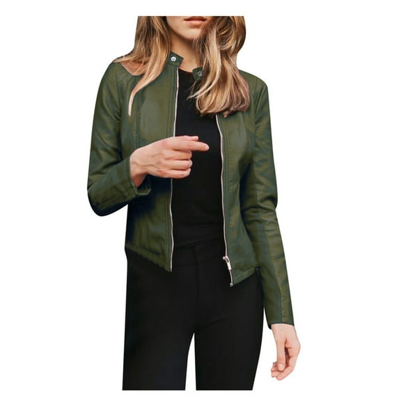 JINMGG Fall Clothes for Women 2023 Womens Fashion,Women Ladies Lapel Motor Jacket Coat Zip Biker Short Punk Cropped Tops