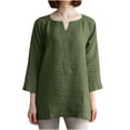 thumbnail image 1 of JINMGG Fall Long Sleeve Shirts for Women Womens Spring and Summer V-Neck Long Sleeve Solid Loose Casual Cotton Army Green XL, 1 of 6