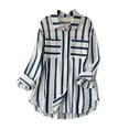 thumbnail image 1 of JINMGG Fall Long Sleeve Shirts for Women, Womens Summer Fall Tops 2024 Women's Summer Casual Mid-length Vertical Striped Multi-colored Shirt, 1 of 6