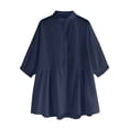 thumbnail image 1 of JINMGG Fall Tops for Women Women's V-Neck Long Sleeve Loose Button Cotton and Linen Tunic Shirts Summer Shirts Blouse Navy M, 1 of 7