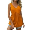 thumbnail image 1 of JINMGG Fashion Women's Summer V-Neck Sleeveless Solid Casual Tank Top Blouse Orange S, 1 of 9