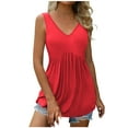 thumbnail image 1 of JINMGG Fashion Women's Summer V-Neck Sleeveless Solid Casual Tank Top Blouse Red M, 1 of 1