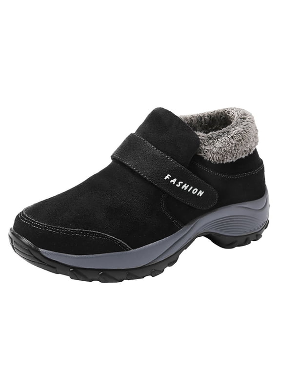 Flat Shoes for Women Cotton Shoes Women's Winter Outdoor Snow Shoes Women's Plus Velvet Warm Waterproof Thick Bottom Large Size Thickened Women's Cotton Boots Soft Bottom