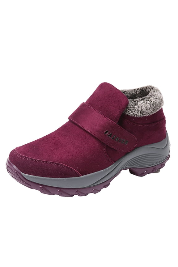 JINMGG Flat Shoes for Women Plus Clearance Cotton Shoes Women's Winter Outdoor Snow Shoes Women's Plus Velvet Warm Waterproof Thick Bottom Large Size Thickened Women's Cotton Boots Soft Bottom Red 40