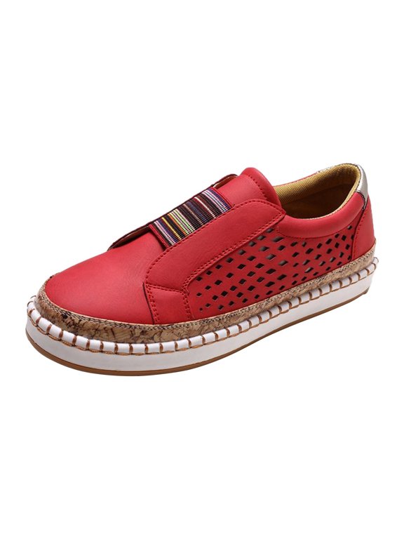 JINMGG Flat Shoes for Women Plus Clearance European and American Fashion Big Size Hot Style Casual Ladies Single Shoes Red 40