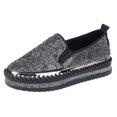 thumbnail image 1 of JINMGG Flat Shoes for Women Plus Clearance Women's Single Shoes Rhinestones Thick-Soled Flat Shoes Casual Students Shoes Black 39, 1 of 7