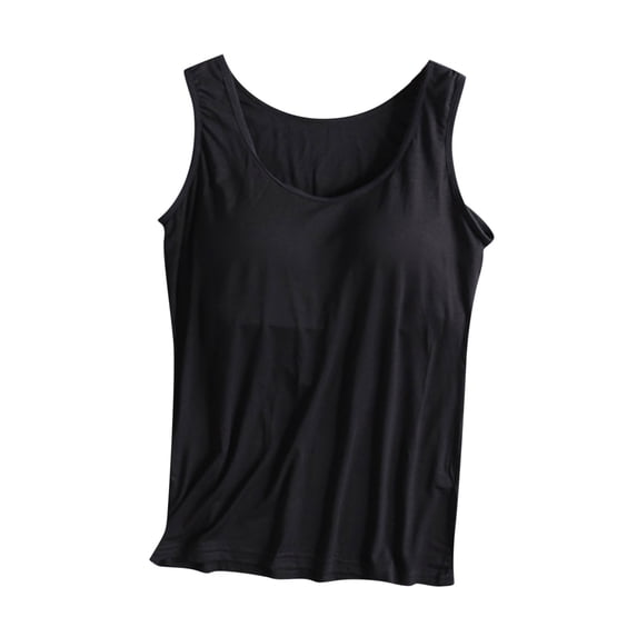 JINMGG Ladies Camisole with Chest Pad No Steel Rings Solid Bottom Underwear Yoga Sports Vest Black XXL