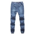 thumbnail image 1 of JINMGG Men Pants Clearance Men's Casual Autumn Denim Cotton Elastic Draw String Work Trousers Jeans Pants Light blue 2XL, 1 of 2