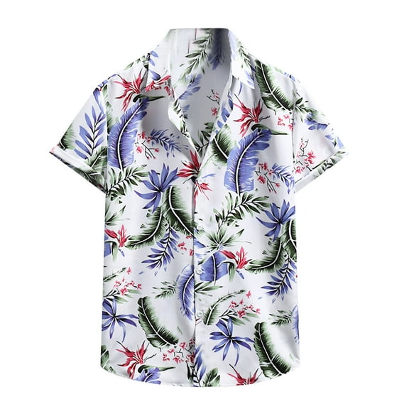 JINMGG Mens Shirts Clearance,Men Hawaiian Short Sleeve Beach Shirt Printed Summer Casual Button Down Shirts