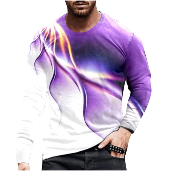 JINMGG Mens Shirts ,Men Long Sleeve Printing Round Neck Pullover T Shirt Blouse