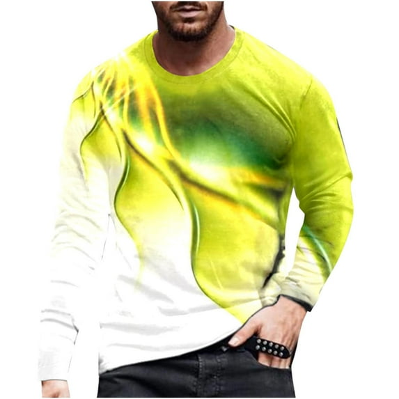 JINMGG Mens Shirts ,Men Long Sleeve Printing Round Neck Pullover T Shirt Blouse